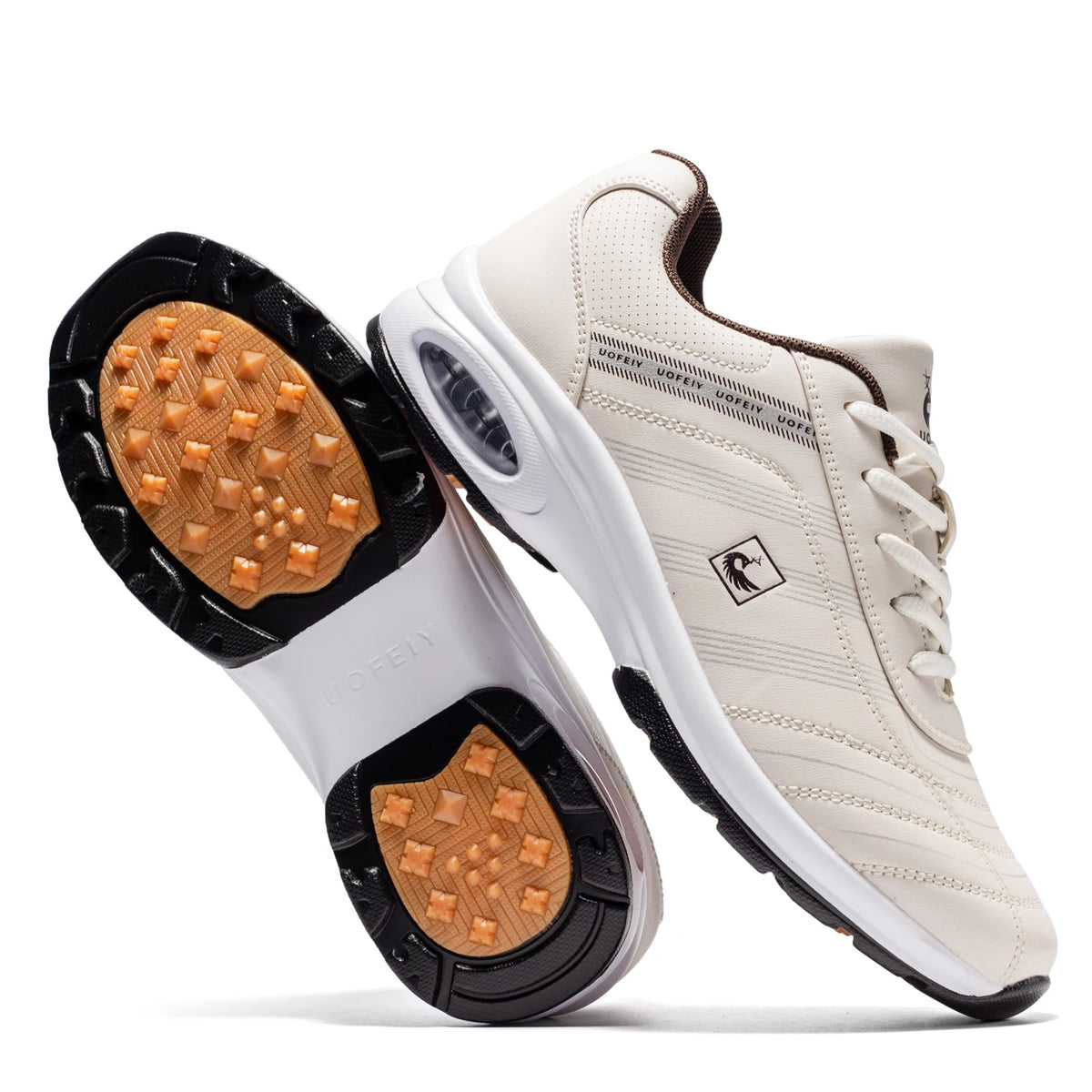 Mens Leather Golf Shoes Breathable Air Cushion Spikeless Athletic Sneakers