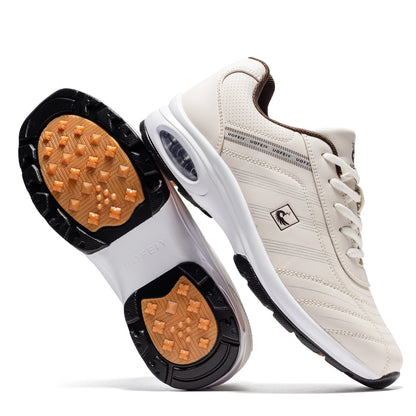 Mens Leather Golf Shoes Breathable Air Cushion Spikeless Athletic Sneakers