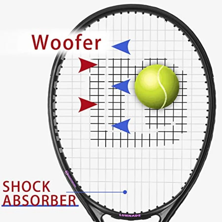 Women Tennis Racket Shockproof Carbon Fiber Lightweight Pre Strung