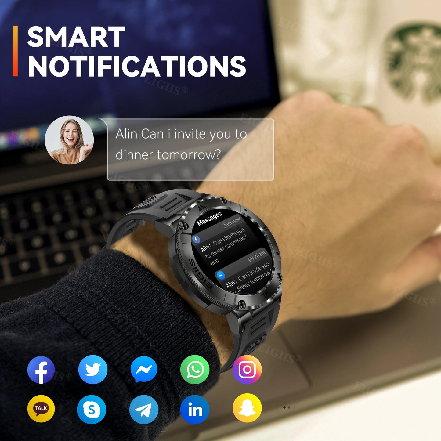 LaNikar Smart Watch Men TFT Display Bluetooth Call Blood Pressure Health