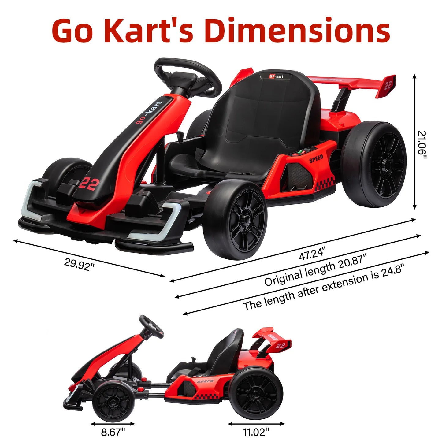 NASITIP 24V Kids Electric Go Kart 300W Motor Drift Sport
