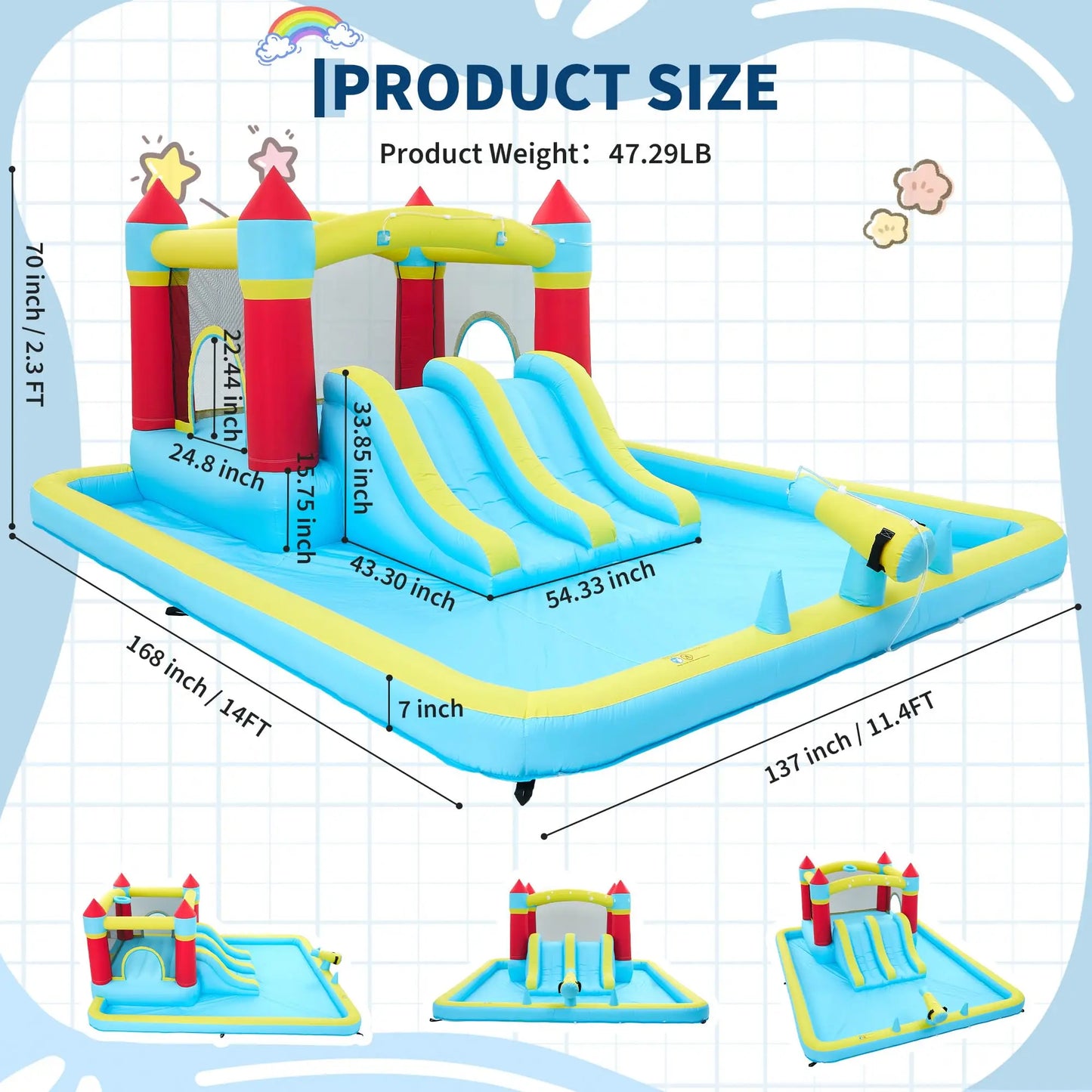 HiMISS Inflatable Bounce House With Slide And Splash Pool 7 In 1