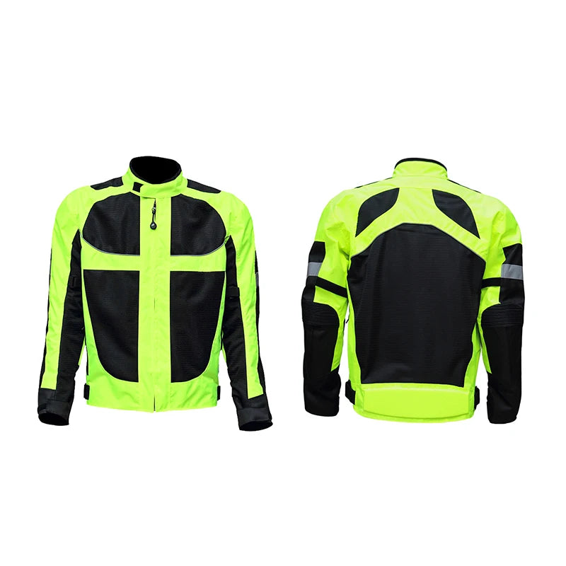 Reflective Motorcycle Jacket With Protective Padding For Night Riding