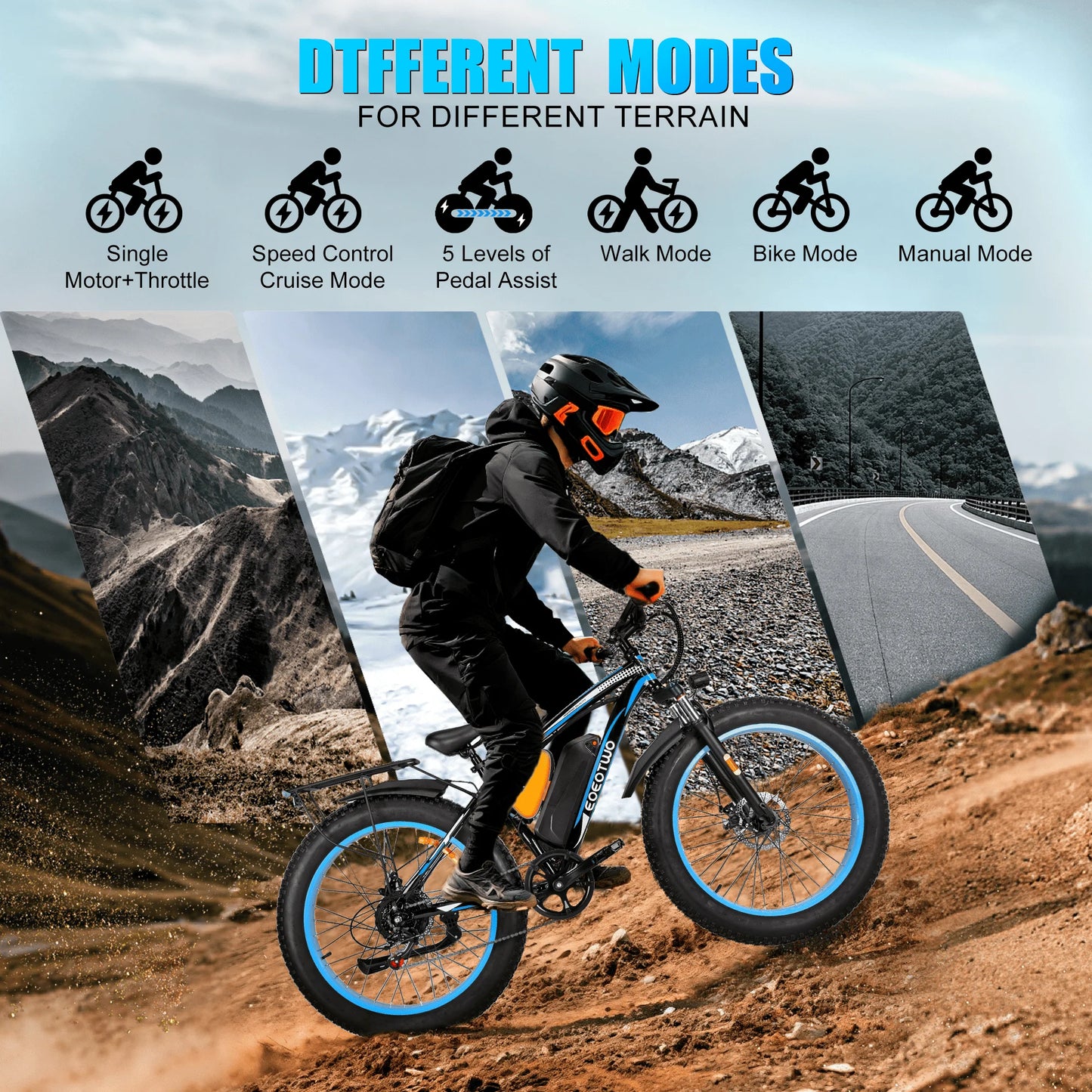 EOEOTWO 1500W Fat Tire Electric Bike 70 Mile Range