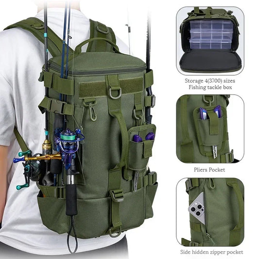 Multifunctional Fishing Backpack With Rod Storage For Outdoor Gear