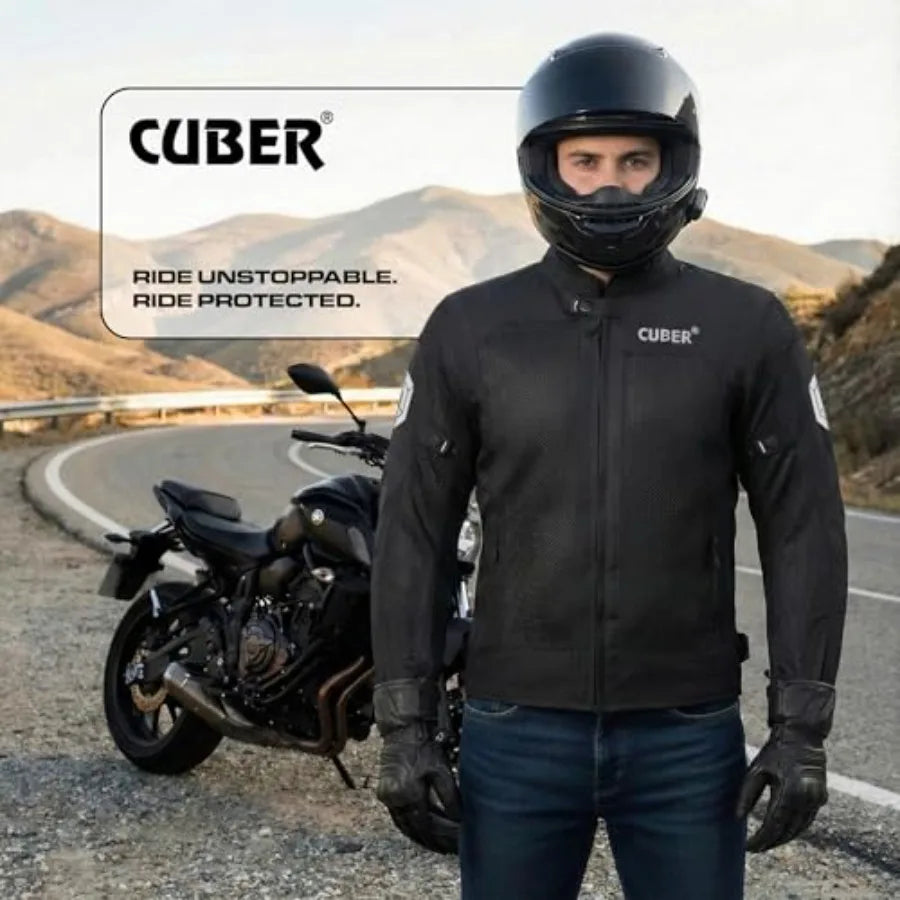 CUBER MOTORCYCLE BREATHABLE MESH JACKET MENS WITH CE ARMOR BIKERS RACING GEAR SUMMER MOTORBIKE PROTECTIVE JACKET