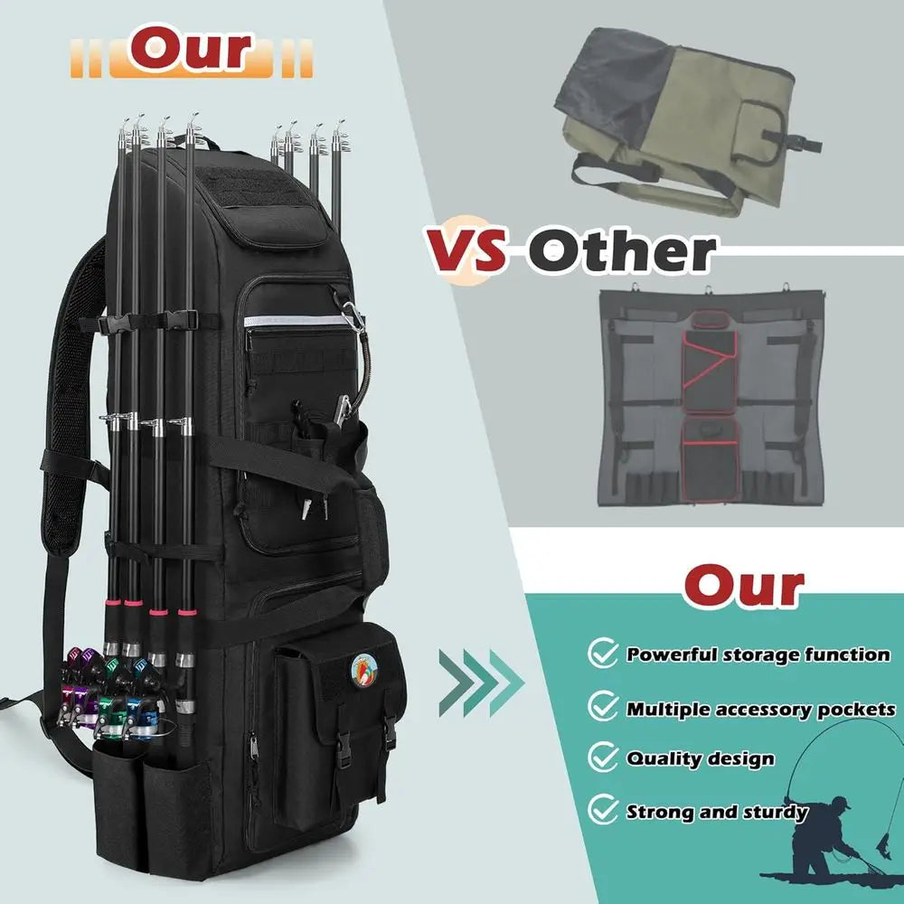 Fishing Rod Backpack With 8 Rod Capacity And Molle System