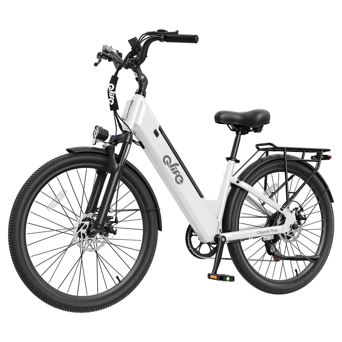 White Qlife CITYONE PLUS step-through electric bike, manufacturer photo