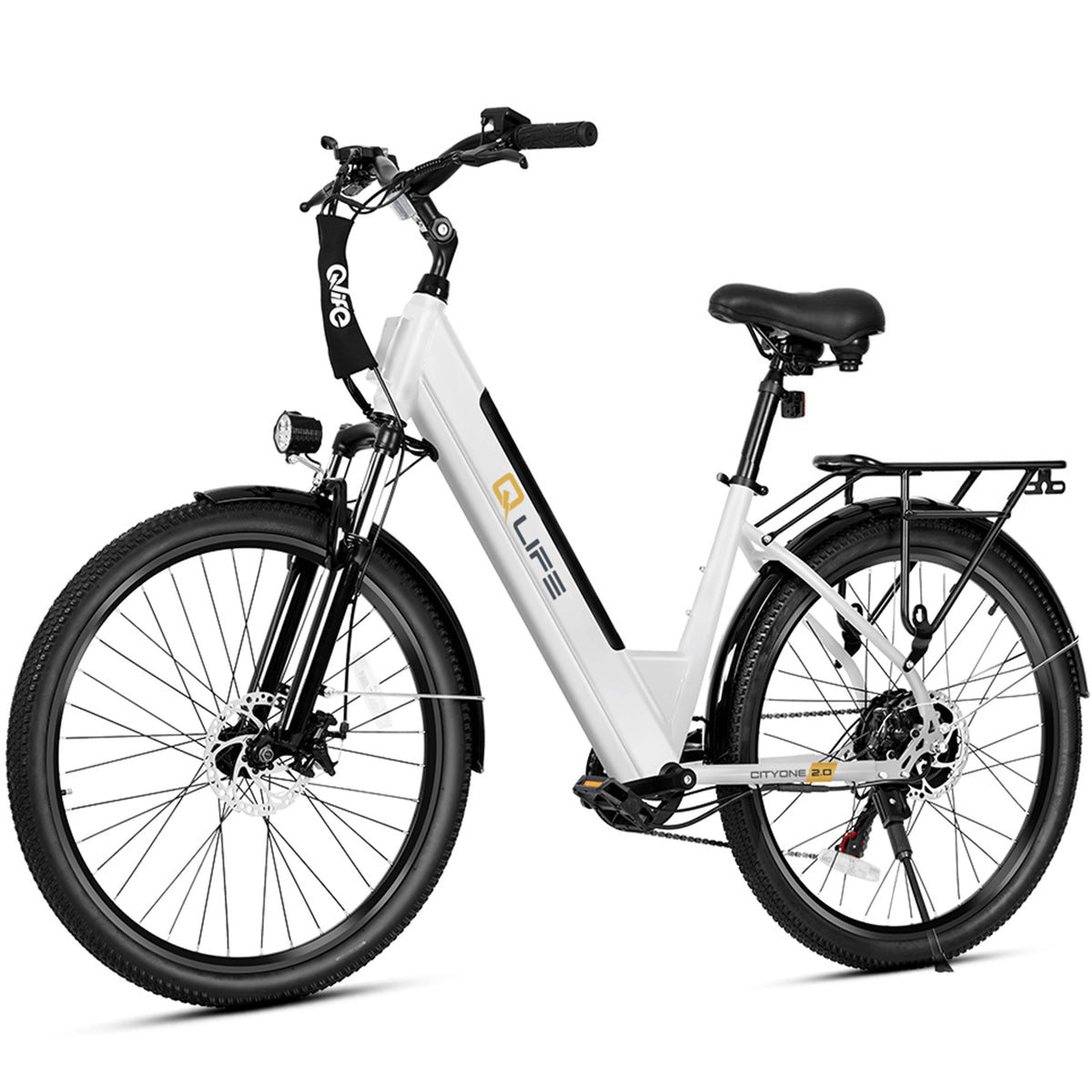 White Qlife CITYONE 2.0 step-through electric bike, supplier photo
