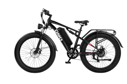 Black Qlife RACER PLUS 2.0 full-suspension fat tire electric bike