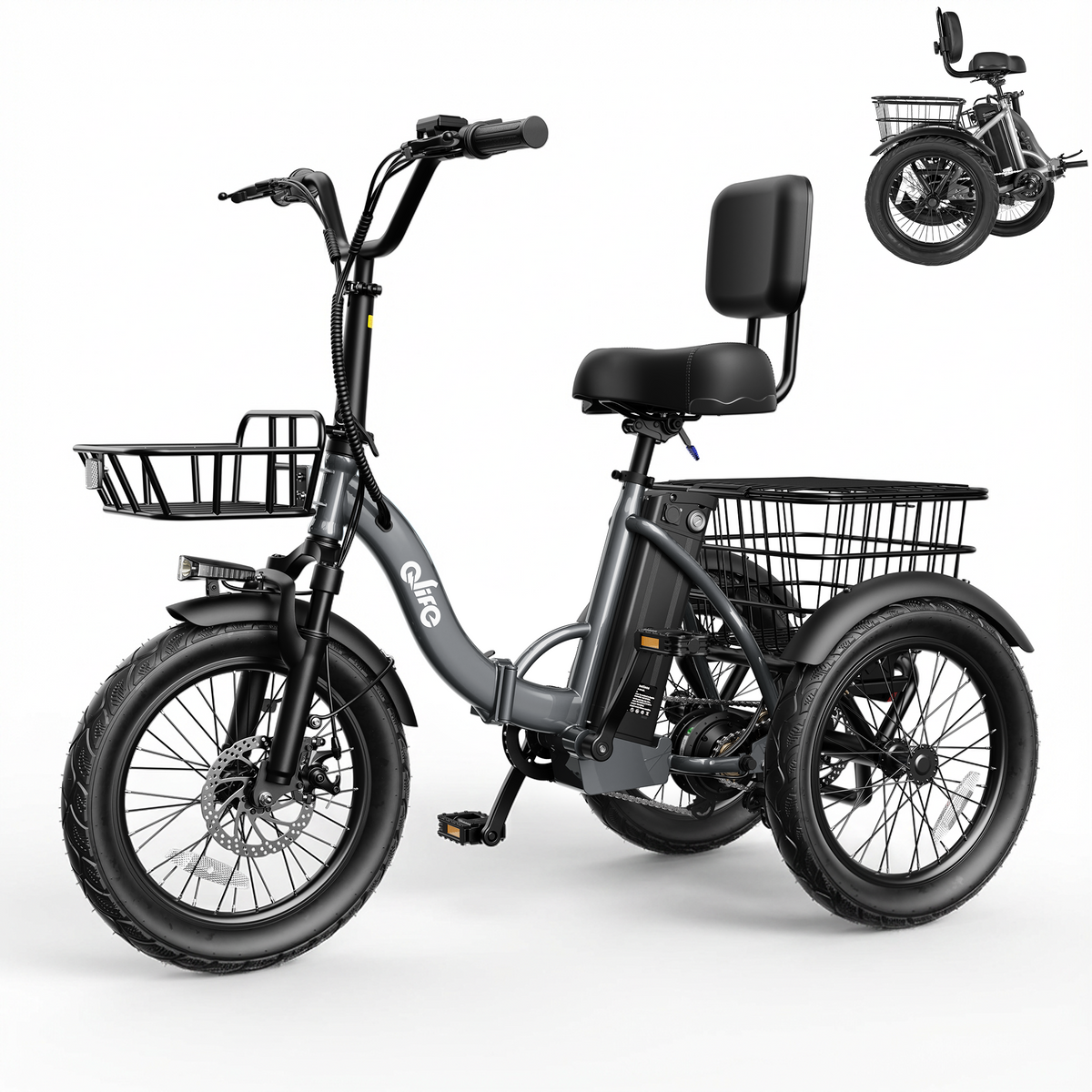 Qlife electric tricycle in gray