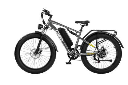 Gray Qlife RACER PLUS 2.0 full-suspension fat tire electric bike