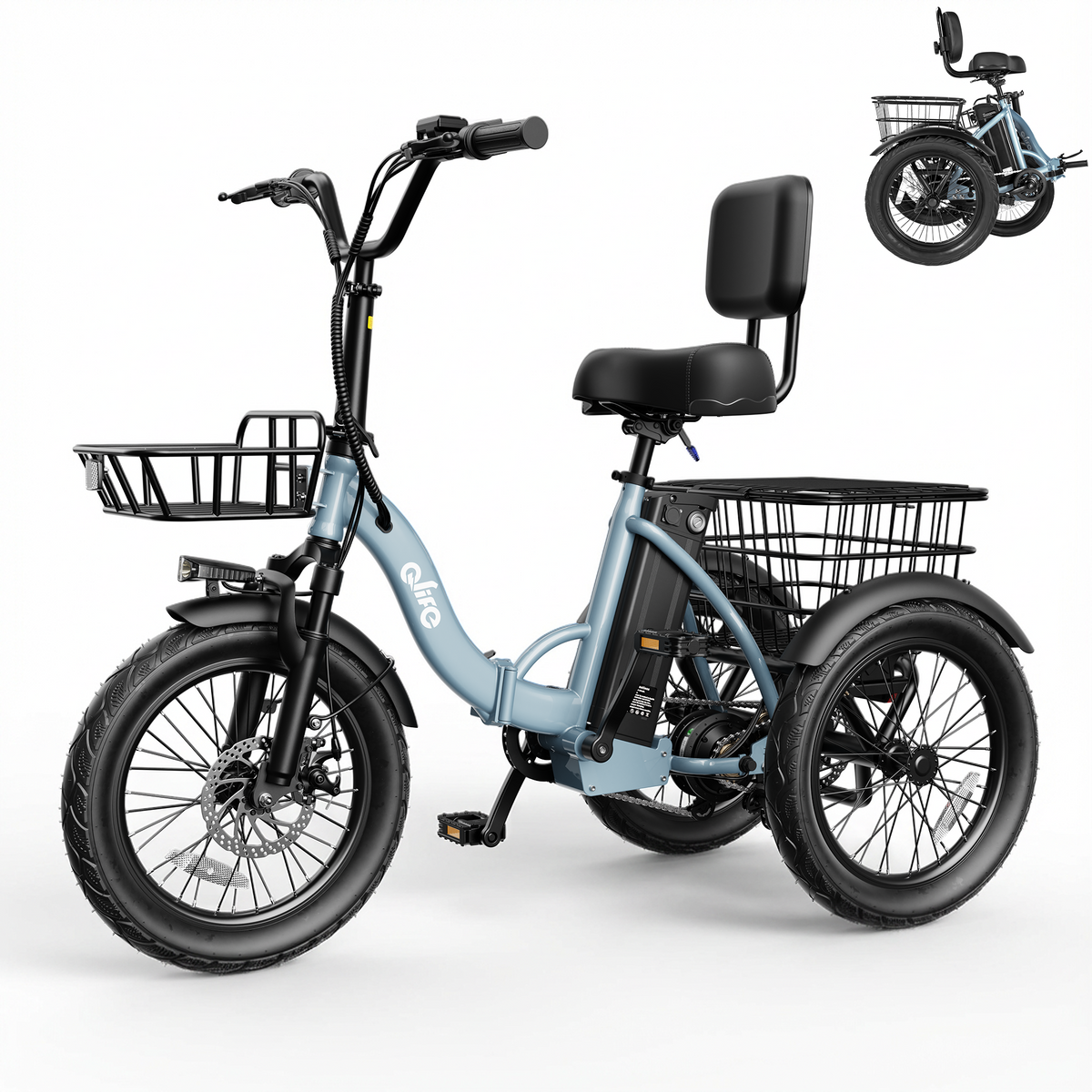 Qlife electric tricycle in light blue