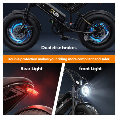 Qlife SPARK D1 EB41 Full-Suspension Fat Tire Electric Bike