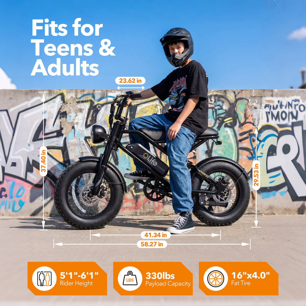 Qlife SPARK D1 EB41 Full-Suspension Fat Tire Electric Bike