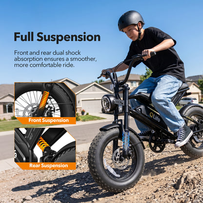 Qlife SPARK D1 EB41 Full-Suspension Fat Tire Electric Bike