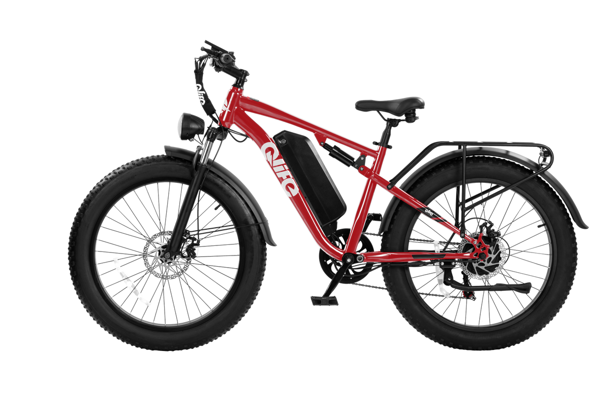 Red Qlife RACER PLUS 2.0 full-suspension fat tire electric bike
