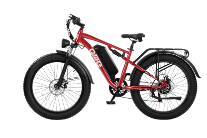 Red Qlife RACER PLUS 2.0 full-suspension fat tire electric bike