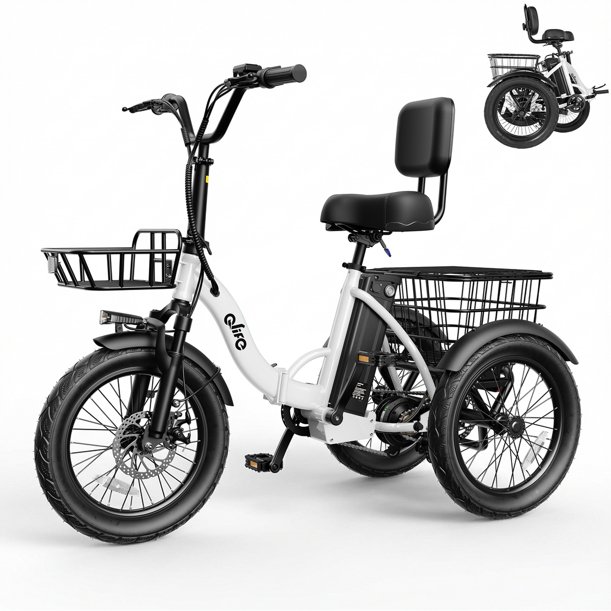Qlife electric tricycle in white
